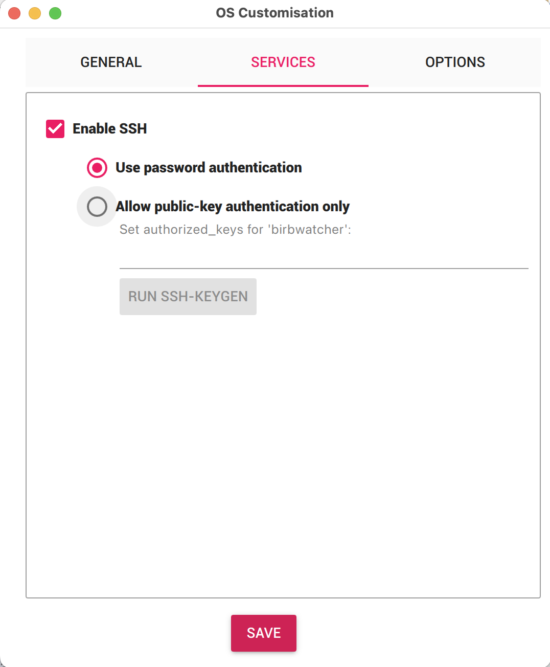 Screenshot of additional selection dialog, with choices matching those described in the above text.