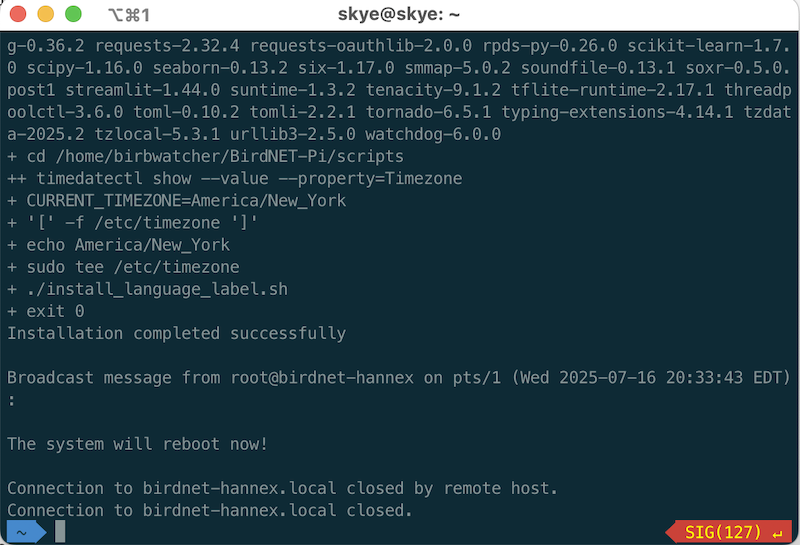 Screenshot of failure message.