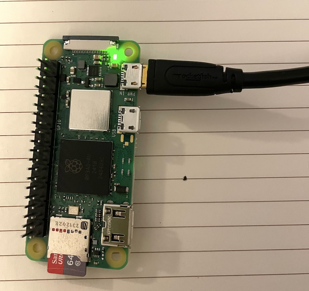 Photo of MicroSD card in Pi 2 Zero W