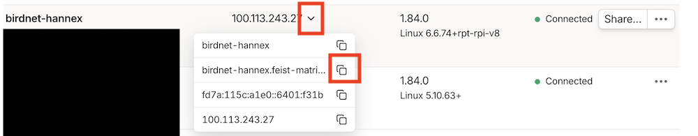 Screenshot of console with address