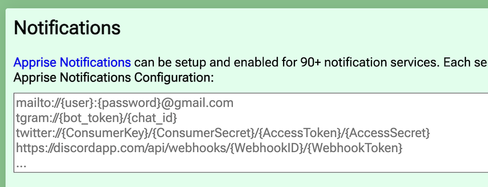 Screenshot of BirdNET-Pi settings page with ntfy set as above