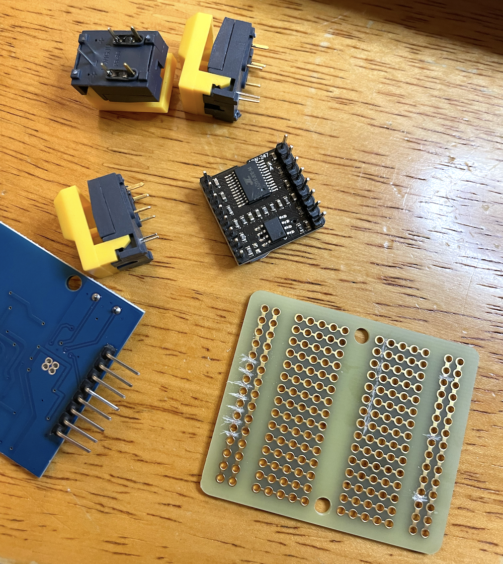 Photo of components and prototype board