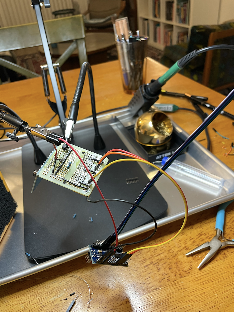 Photo of in-progress soldering