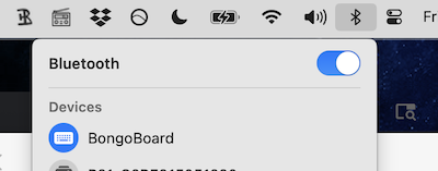 Screenshot of Bluetooth “connected to BongoBoard” message