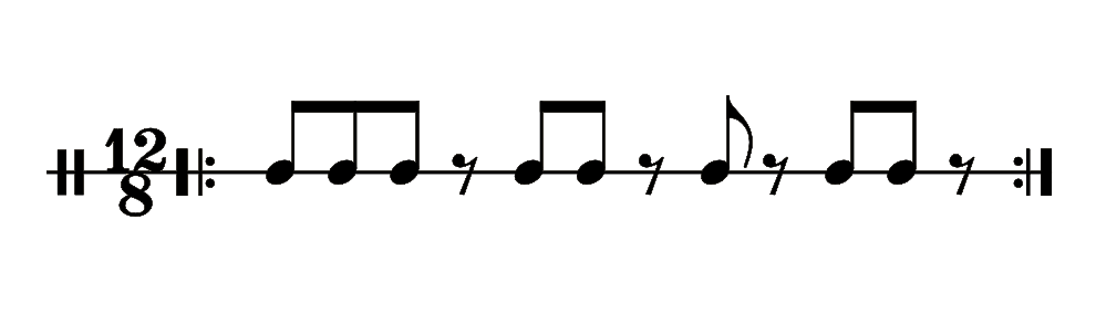 One bar in 12/8 rhythm, with a repeat