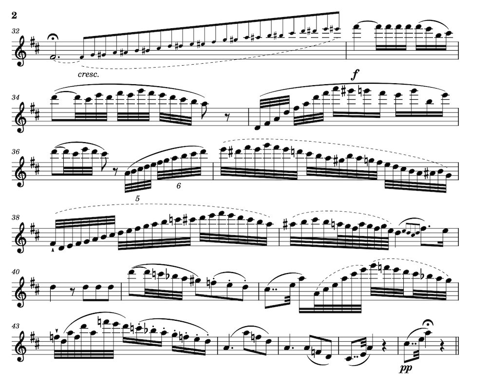 Screenshot of an excerpt of the Kuhlau piece, dense with musical notes.