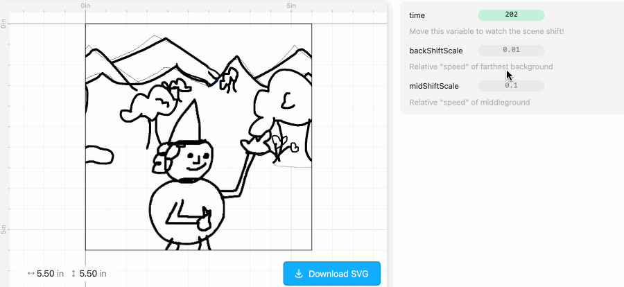 “Animation of Cuttle template with sketch of gnome dancing”