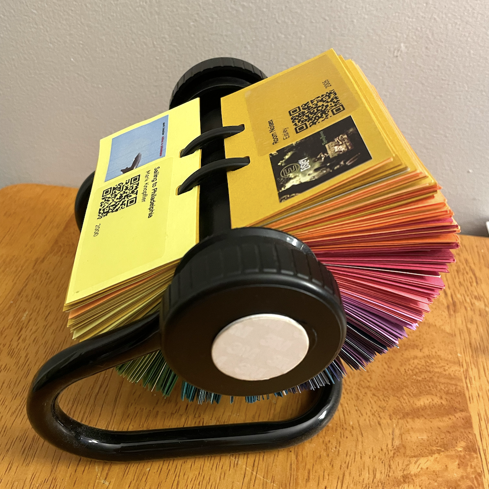 Photo of Rolodex with rainbow cards