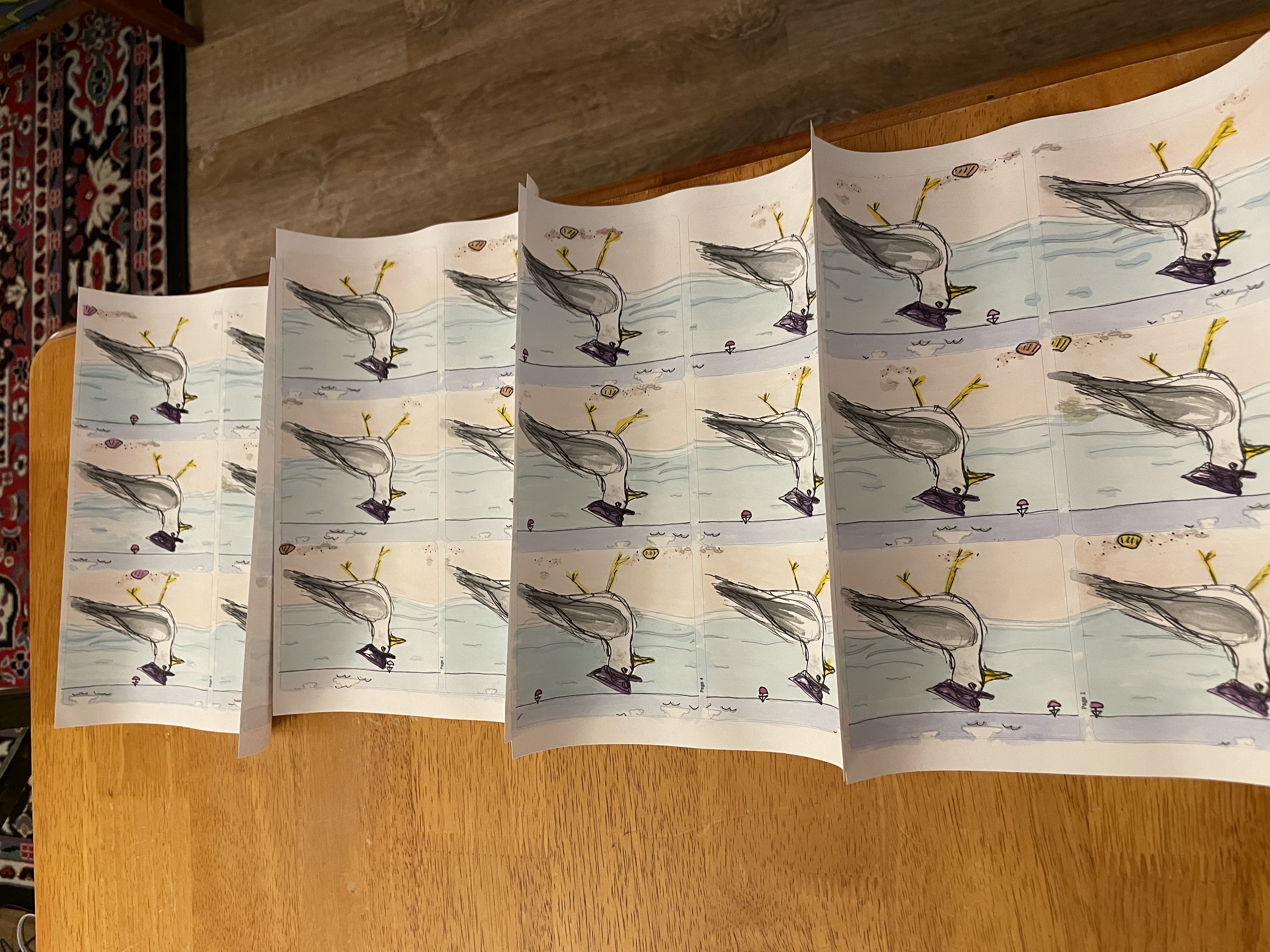 “Photo of painted sticker sheet of gulls”