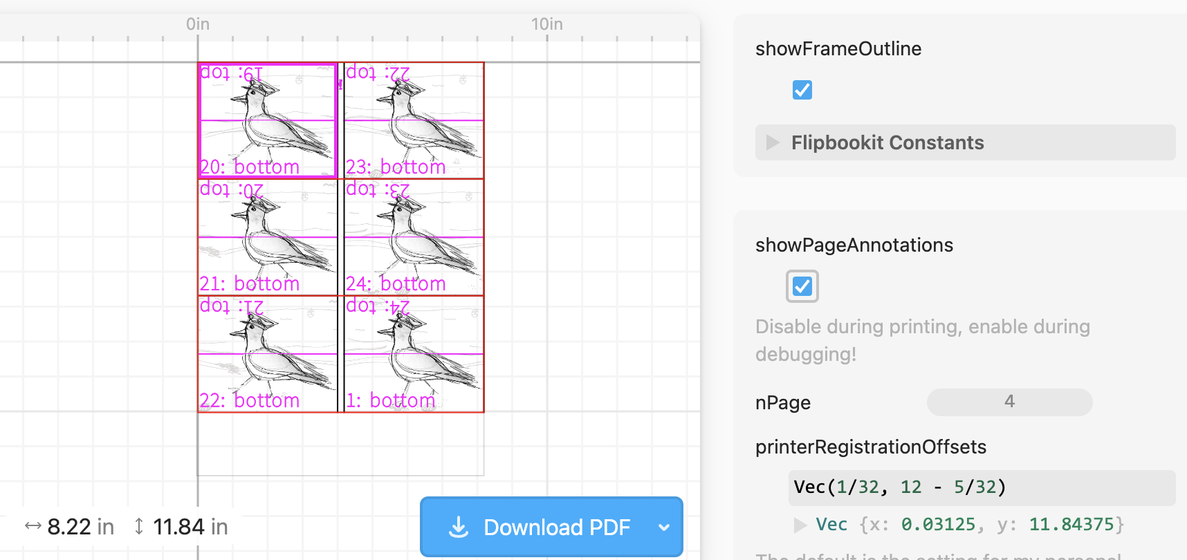 “Screenshot of single sticker sheet template”