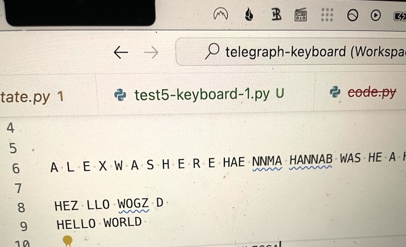 Photo of typed text, full of spelling errors, including “HEZ LLO WOGZ D”.