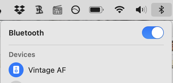 Screenshot of Bluetooth connection