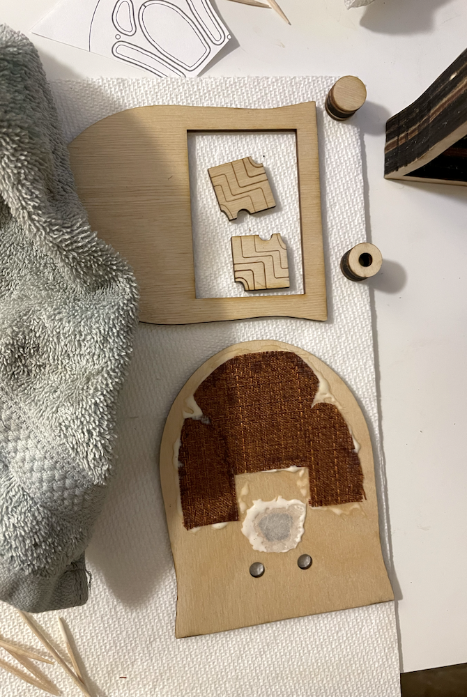 Photo of speaker fabric glued.